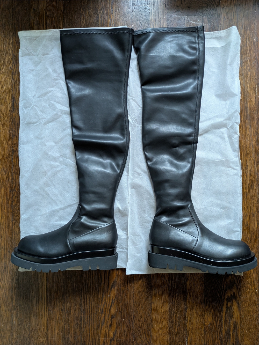 NEW Jeffrey Campbell "Tanked-OK" Black Over-the-Knee Boots Women's Sz 12 NIB NWT - Picture 2 of 6